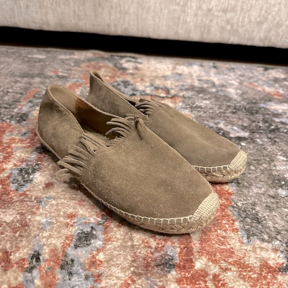 Chloe Suede Fringe Trim Accent Espadrilles